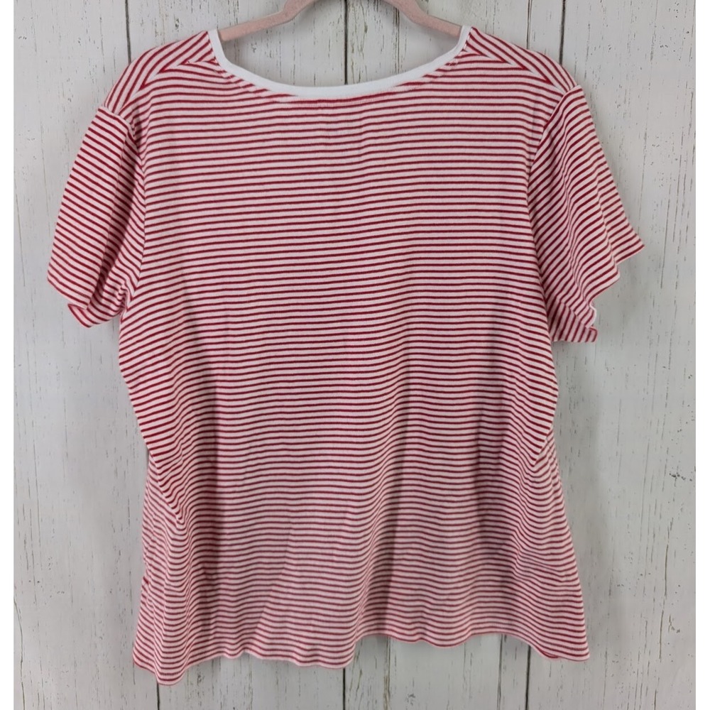 Croft Barrow Size XXL Womens Red White Striped Short Sleeve Cotton‎ Classic Tee - Picture 7 of 7